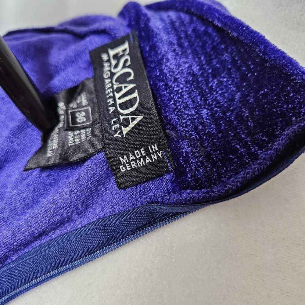 ESCADA by Margaretha Ley Vintage Women's Purple Velvet Mock Neck Bodysuit Small - Picture 4 of 12